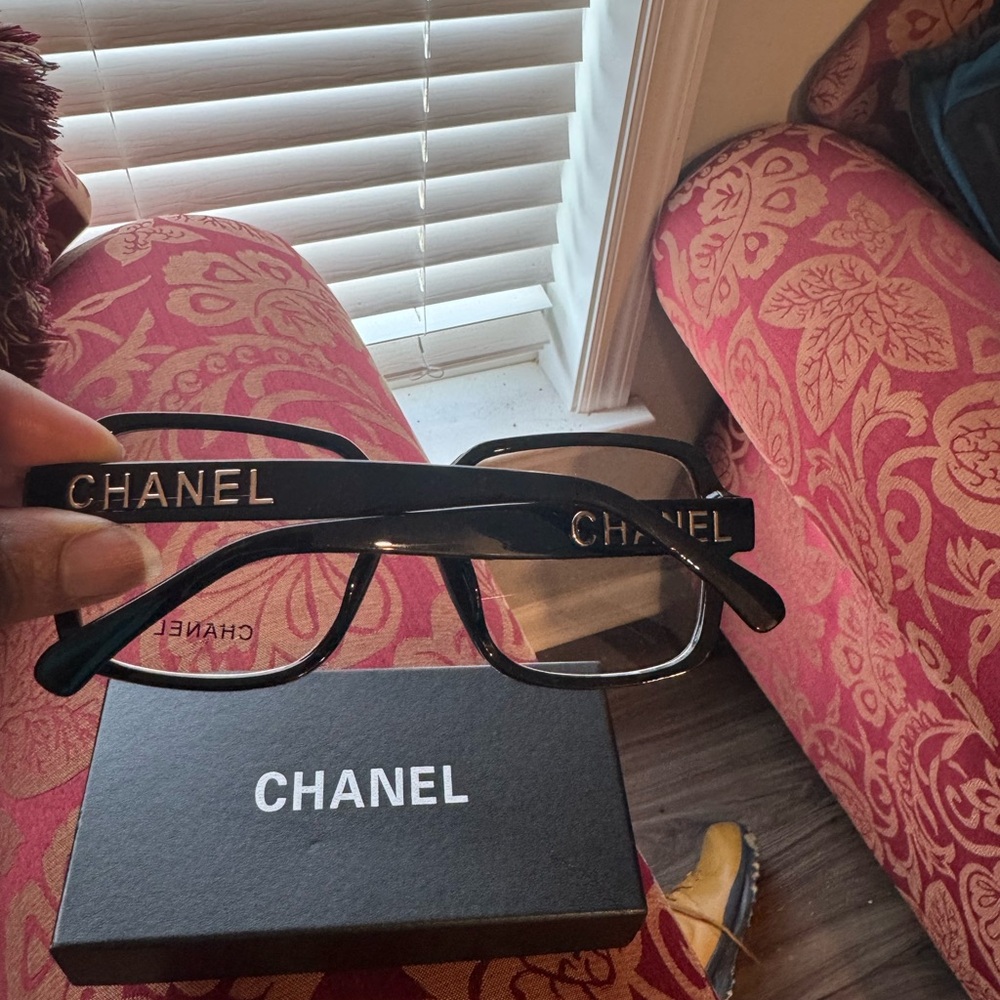 CHANEL Black Rectangular Eyeglasses
